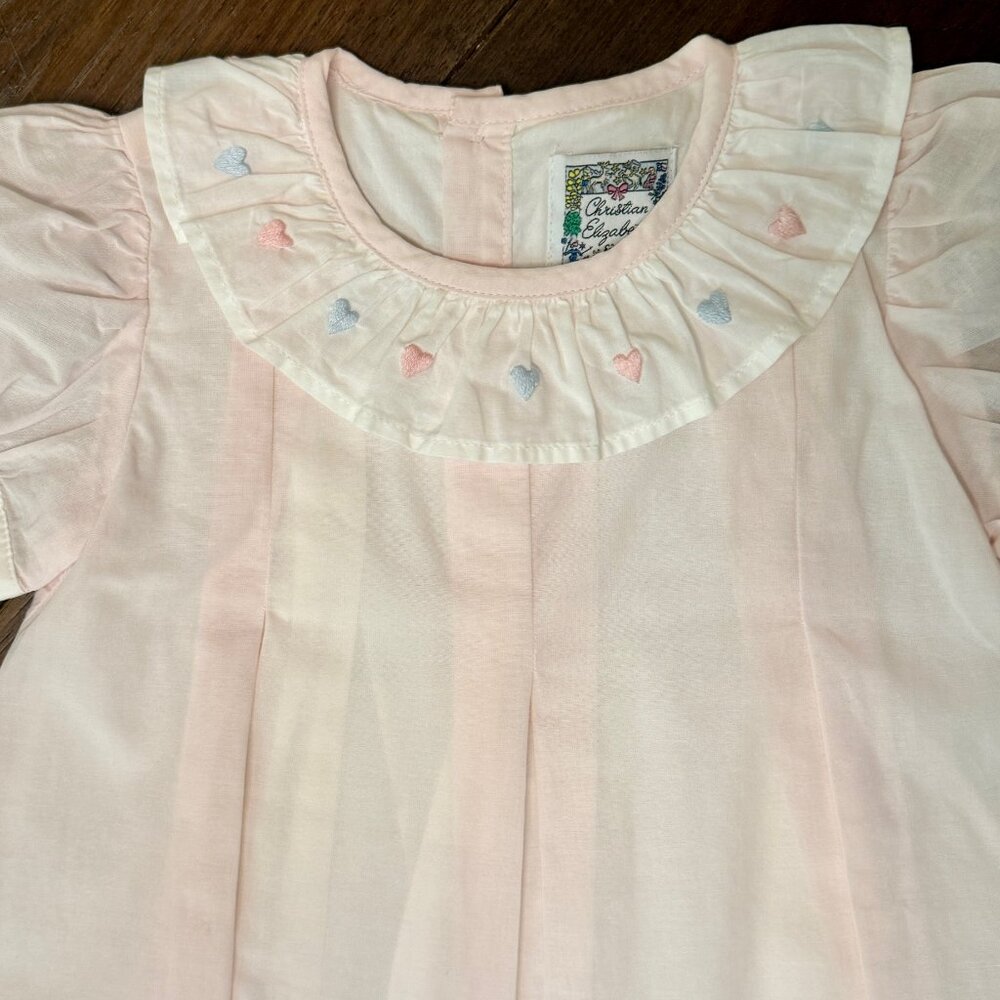 Christian Elizabeth Co - Light Pink Dress w/ Embroidered Hearts - Size 2T - Picture 3 of 4